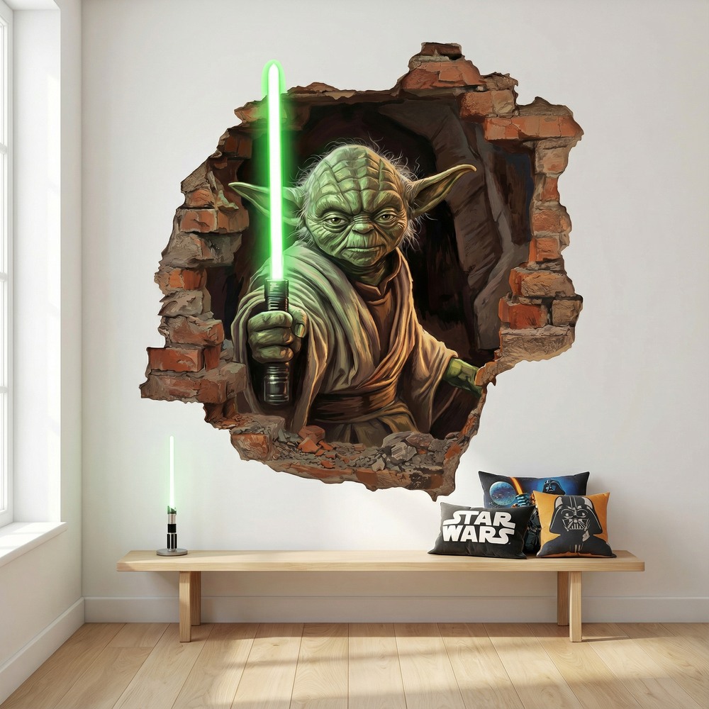 Vinilos Decorativos: Agujero de Muro Maestro Yoda Star Wars