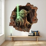 Vinilos Decorativos: Agujero de Muro Maestro Yoda Star Wars 5