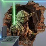 Vinilos Decorativos: Agujero de Muro Maestro Yoda Star Wars 6