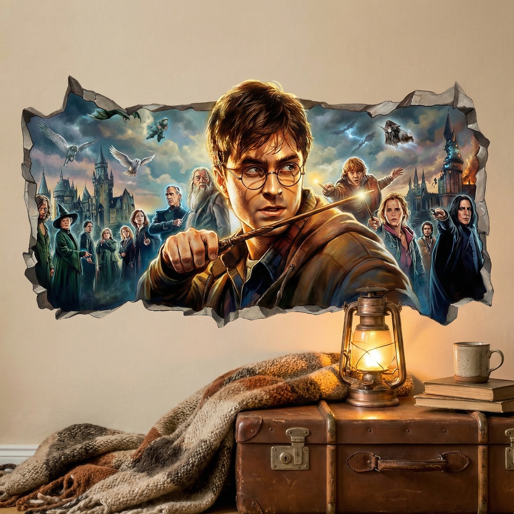 Vinilos Decorativos: Agujero de Muro Harry Potter Mundo M&aacute;gico