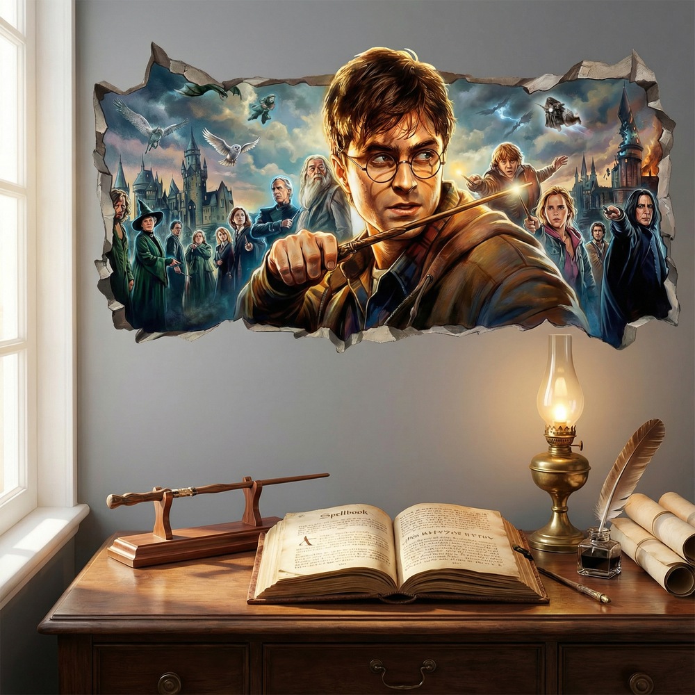 Vinilos Decorativos: Agujero de Muro Harry Potter Mundo M&aacute;gico