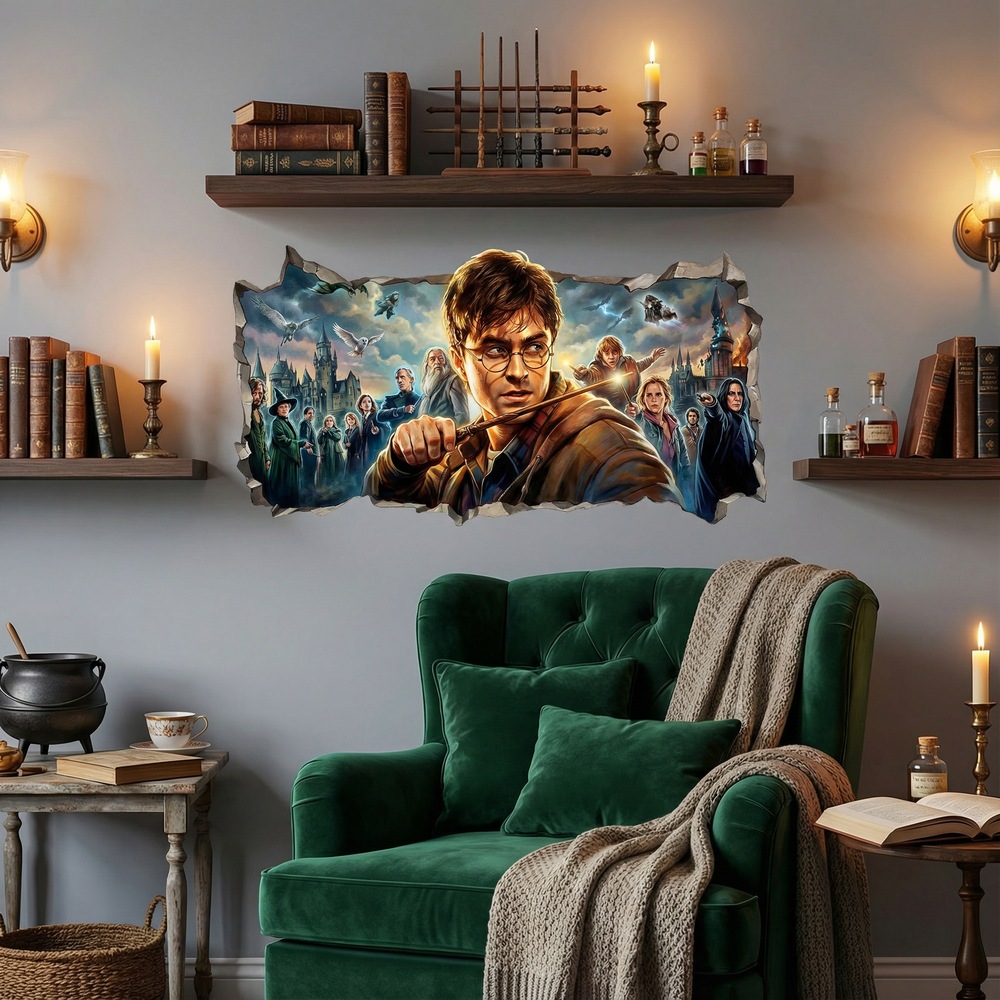 Vinilos Decorativos: Agujero de Muro Harry Potter Mundo M&aacute;gico