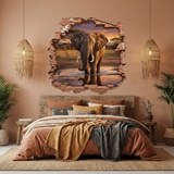 Vinilos Decorativos: Agujero de Muro Elefante Sabana 3