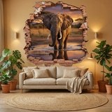 Vinilos Decorativos: Agujero de Muro Elefante Sabana 4