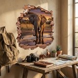 Vinilos Decorativos: Agujero de Muro Elefante Sabana 5