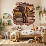Vinilos Decorativos: Agujero de Muro Elefante Sabana 7