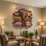 Vinilos Decorativos: Agujero de Muro Elefante Sabana 8