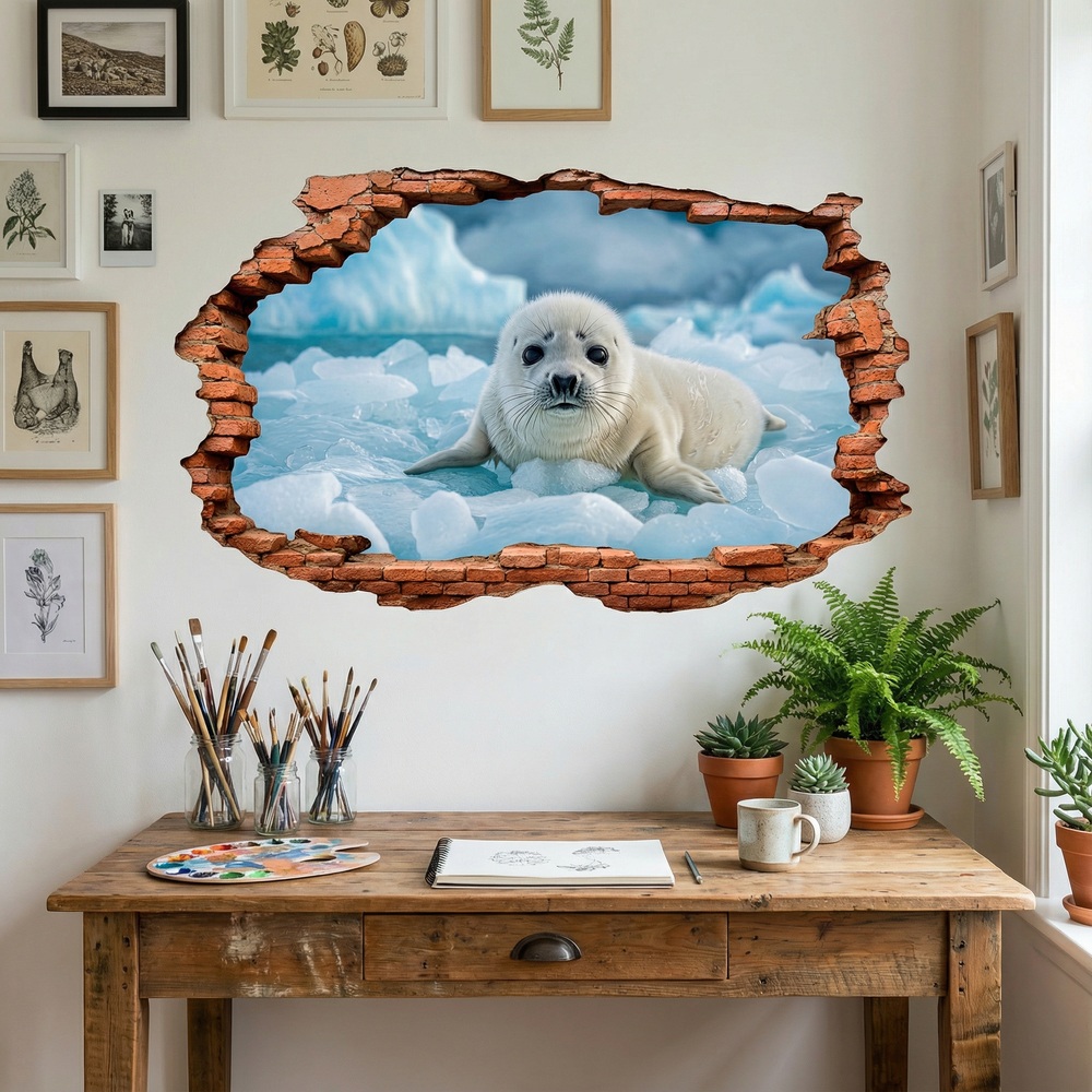 Vinilos Decorativos: Agujero de Muro Cr&iacute;a de Foca