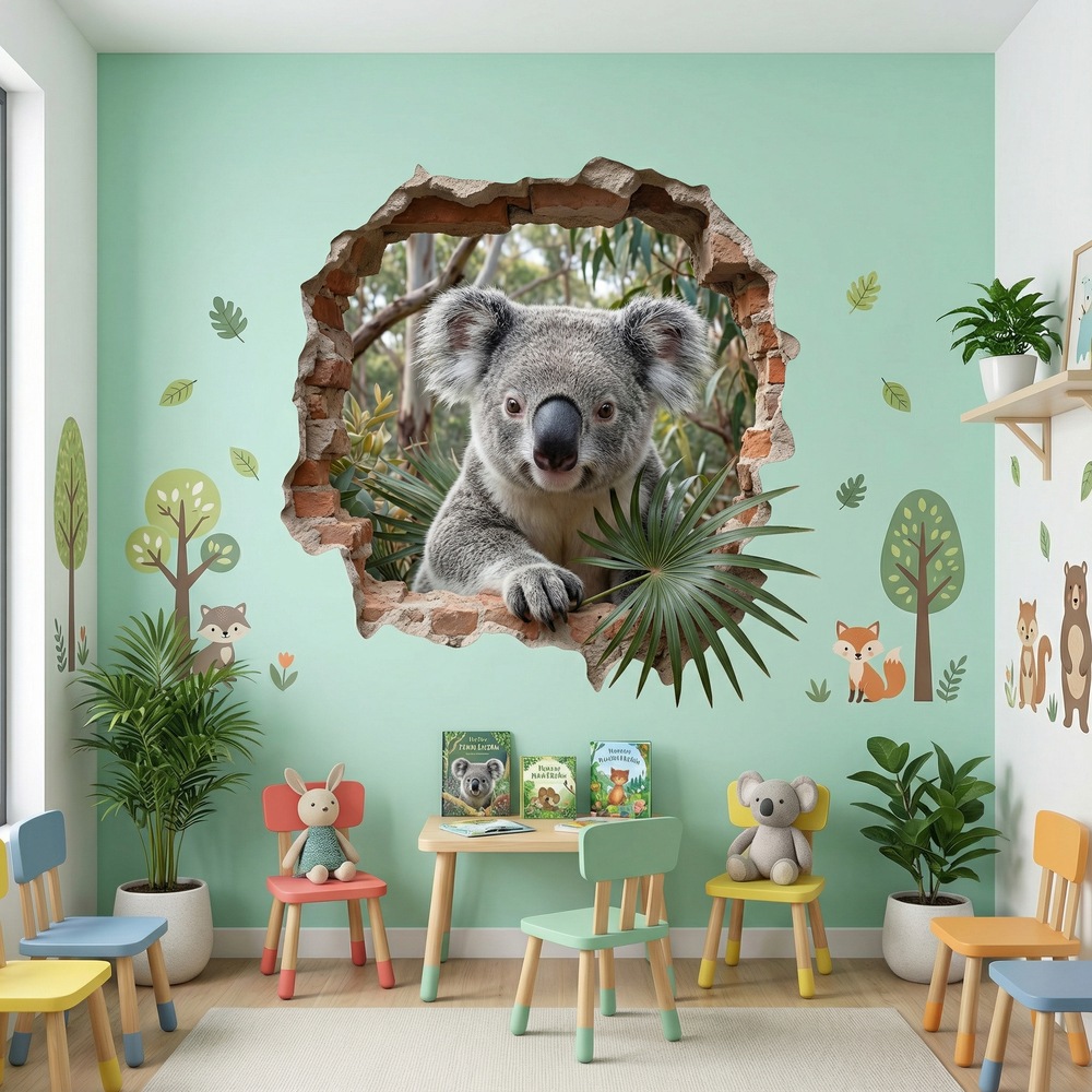 Vinilos Decorativos: Agujero de Muro Koala en el Eucalipto