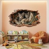 Vinilos Decorativos: Agujero de Muro Gatitos Cuerdas 3