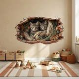 Vinilos Decorativos: Agujero de Muro Gatitos Cuerdas 7