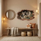 Vinilos Decorativos: Agujero de Muro Gatitos Cuerdas 9