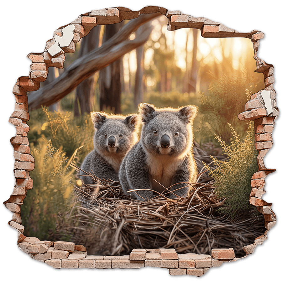 Vinilos Decorativos: Agujero de Muro Koalas Bosque