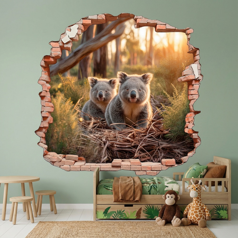 Vinilos Decorativos: Agujero de Muro Koalas Bosque