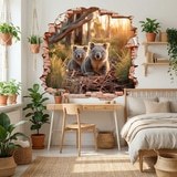 Vinilos Decorativos: Agujero de Muro Koalas Bosque 7