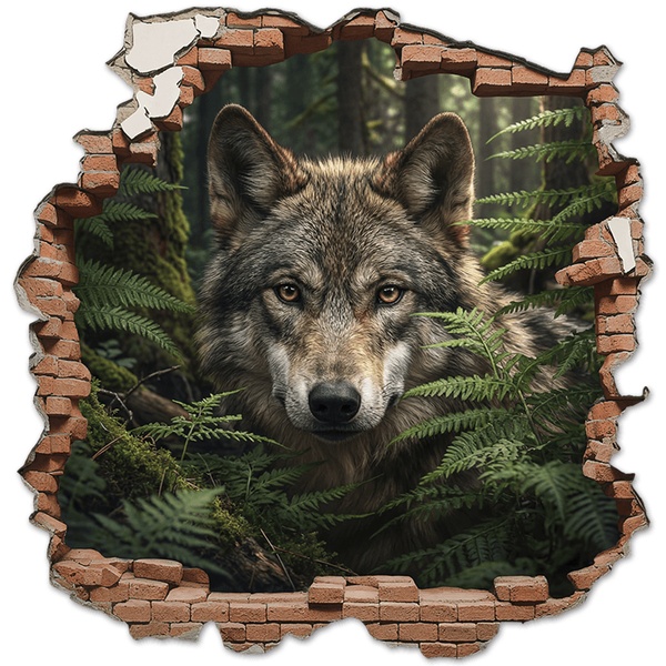 Vinilos Decorativos: Agujero de Muro Lobo en el Bosque