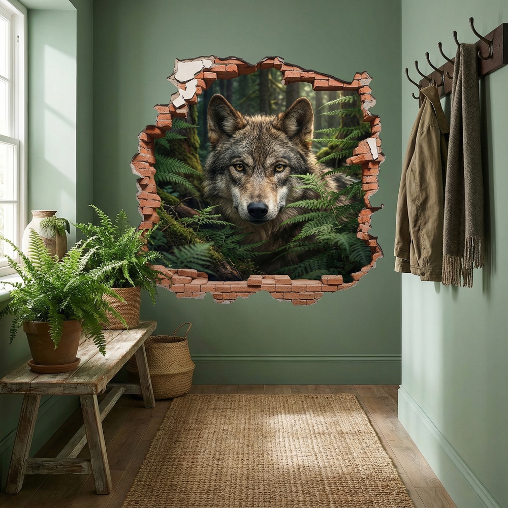 Vinilos Decorativos: Agujero de Muro Lobo en el Bosque