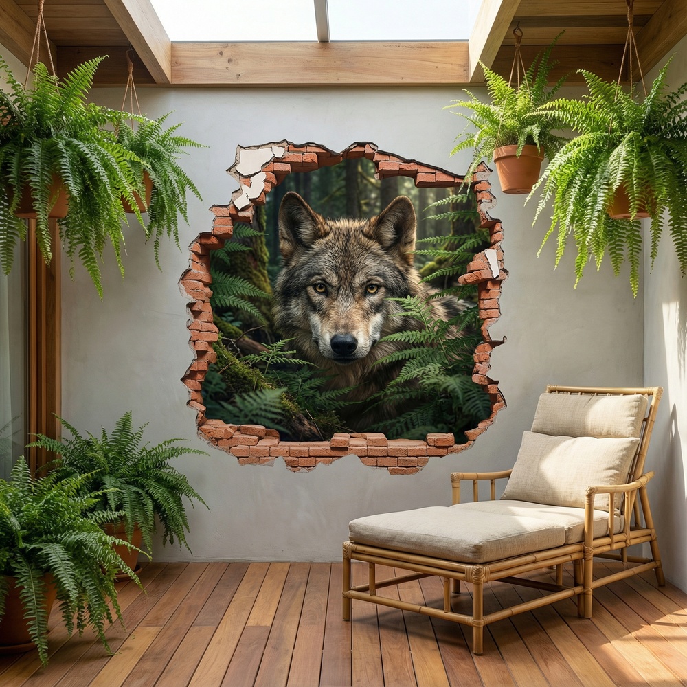Vinilos Decorativos: Agujero de Muro Lobo en el Bosque