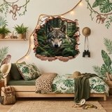 Vinilos Decorativos: Agujero de Muro Lobo Bosque 7