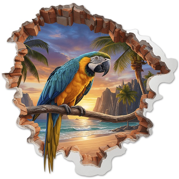 Vinilos Decorativos: Agujero de Muro Guacamayo Tropical