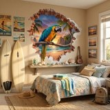 Vinilos Decorativos: Agujero de Muro Guacamayo Tropical 6