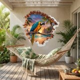 Vinilos Decorativos: Agujero de Muro Guacamayo Tropical 8