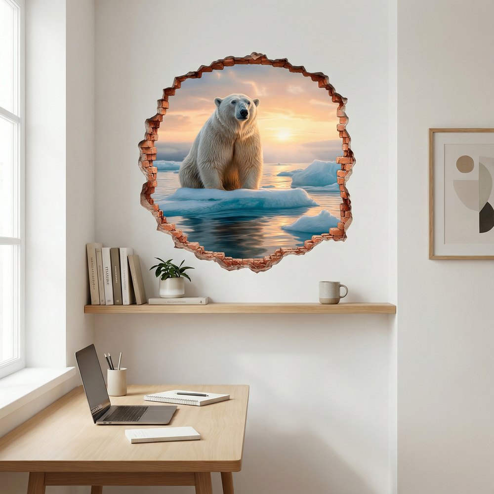 Vinilos Decorativos: Agujero de Muro Oso Polar