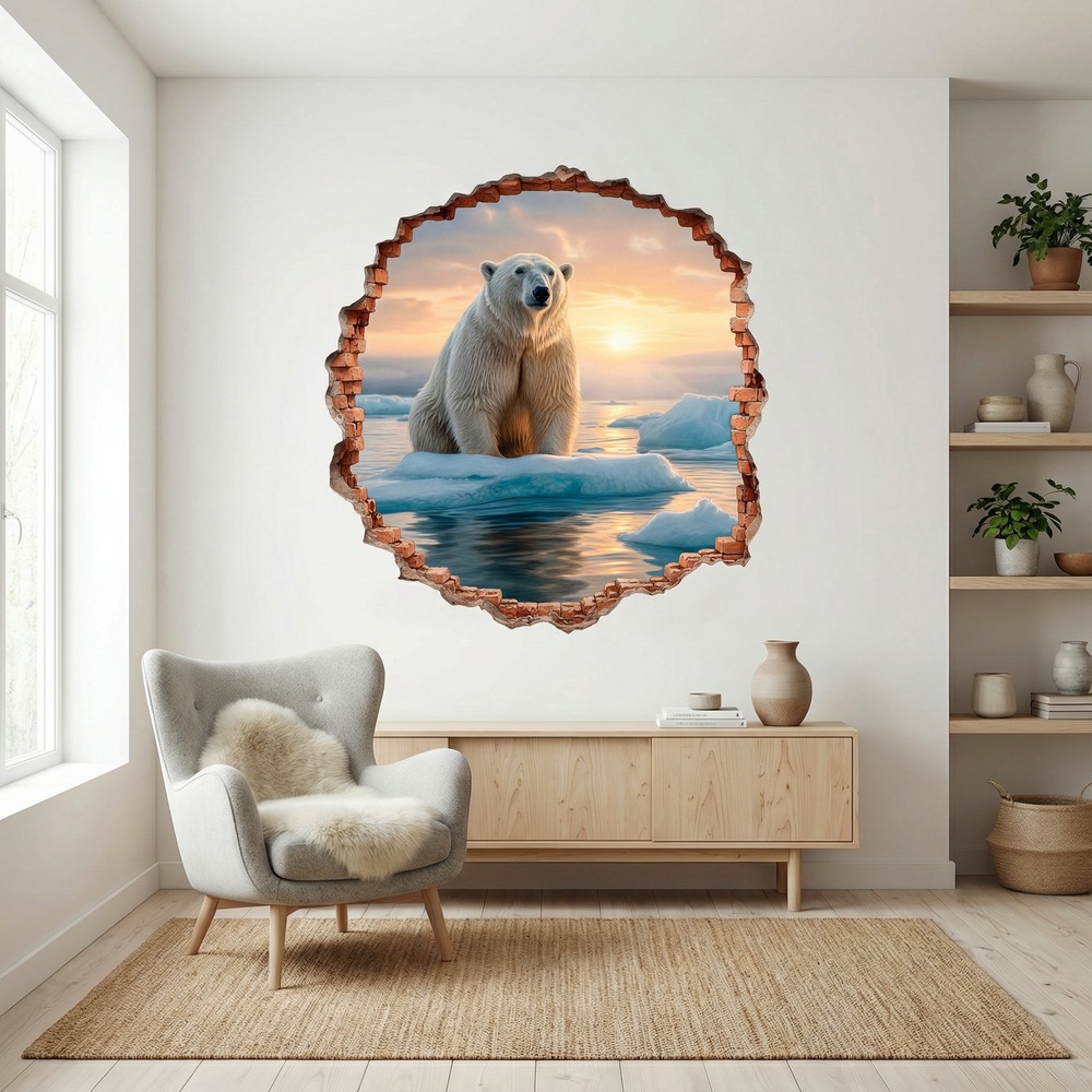 Vinilos Decorativos: Agujero de Muro Oso Polar