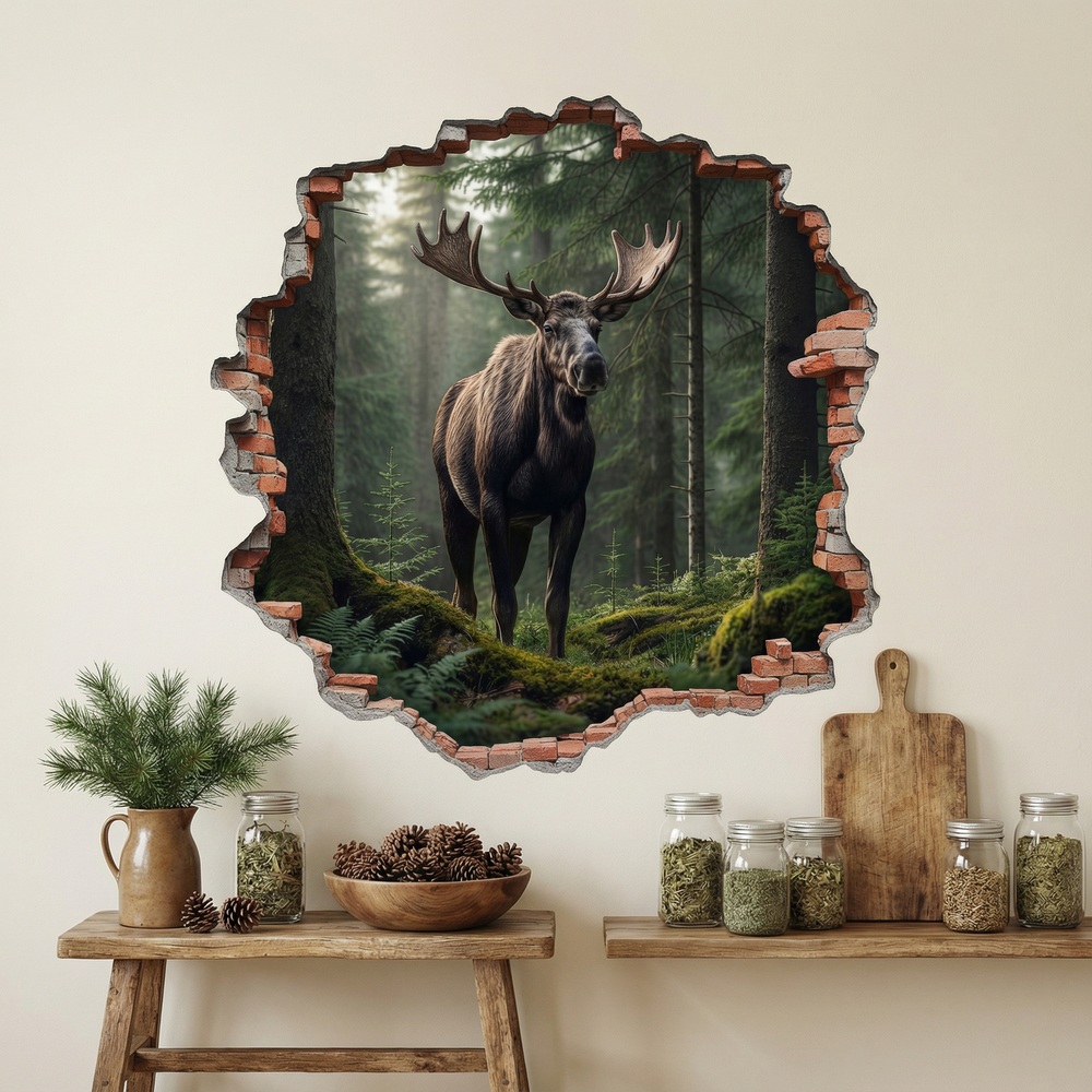 Vinilos Decorativos: Agujero de Muro Alce Bosque