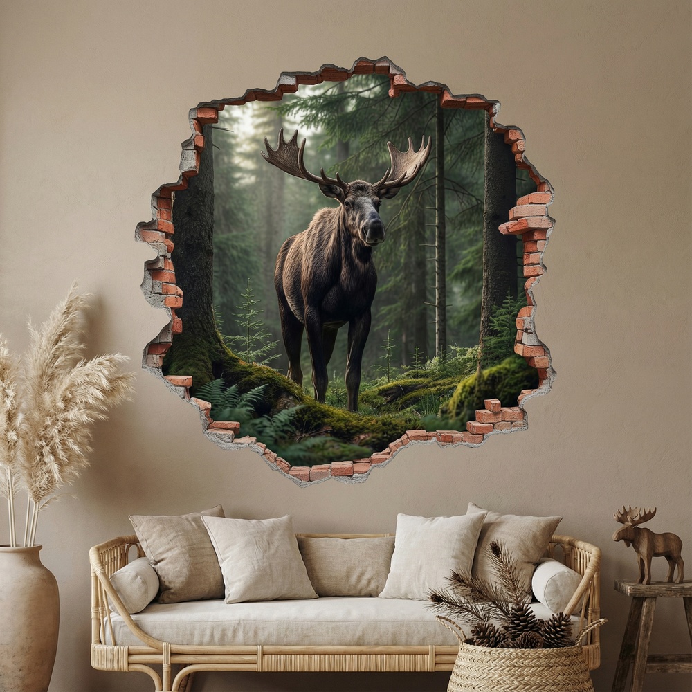 Vinilos Decorativos: Agujero de Muro Alce Bosque