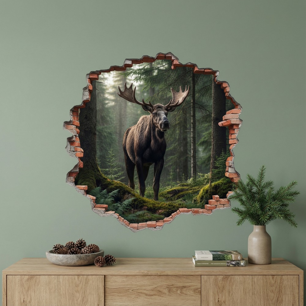 Vinilos Decorativos: Agujero de Muro Alce Bosque