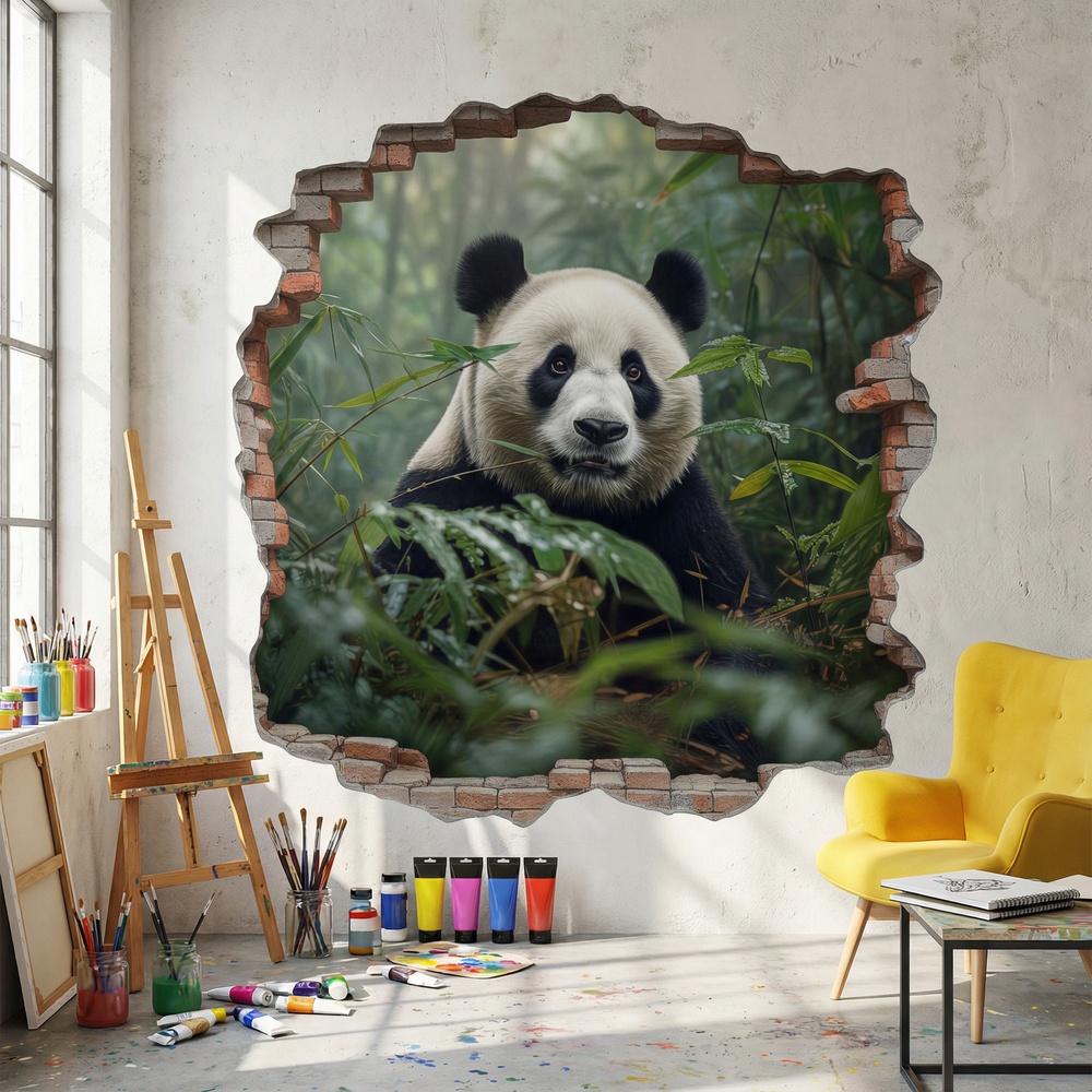 Vinilos Decorativos: Agujero de Muro Oso Panda