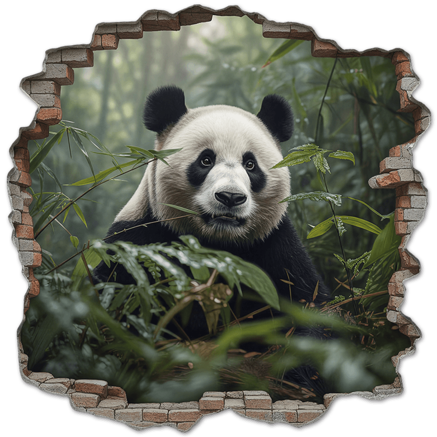 Vinilos Decorativos: Agujero de Muro Oso Panda