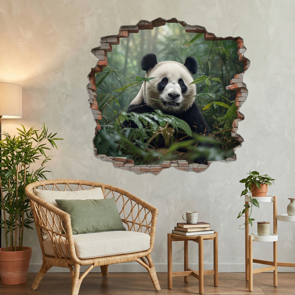 Vinilos Decorativos: Agujero de Muro Oso Panda