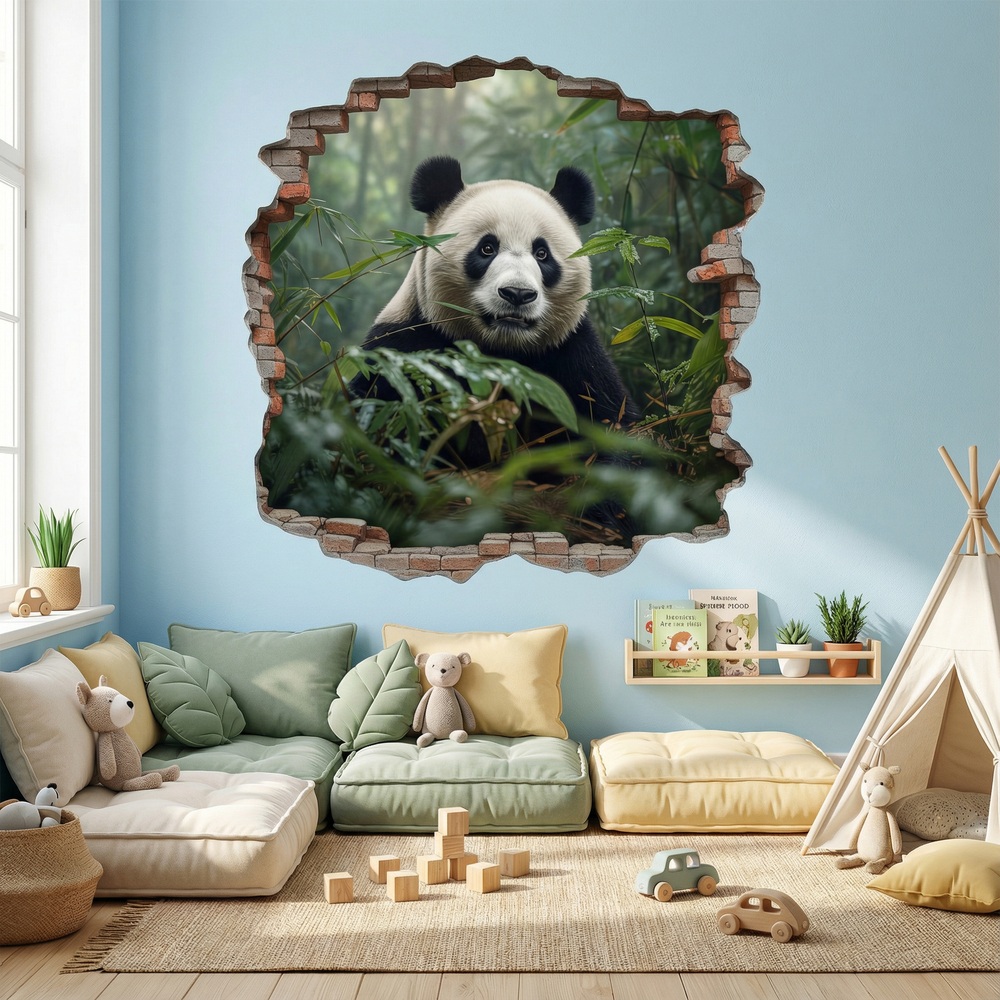 Vinilos Decorativos: Agujero de Muro Oso Panda