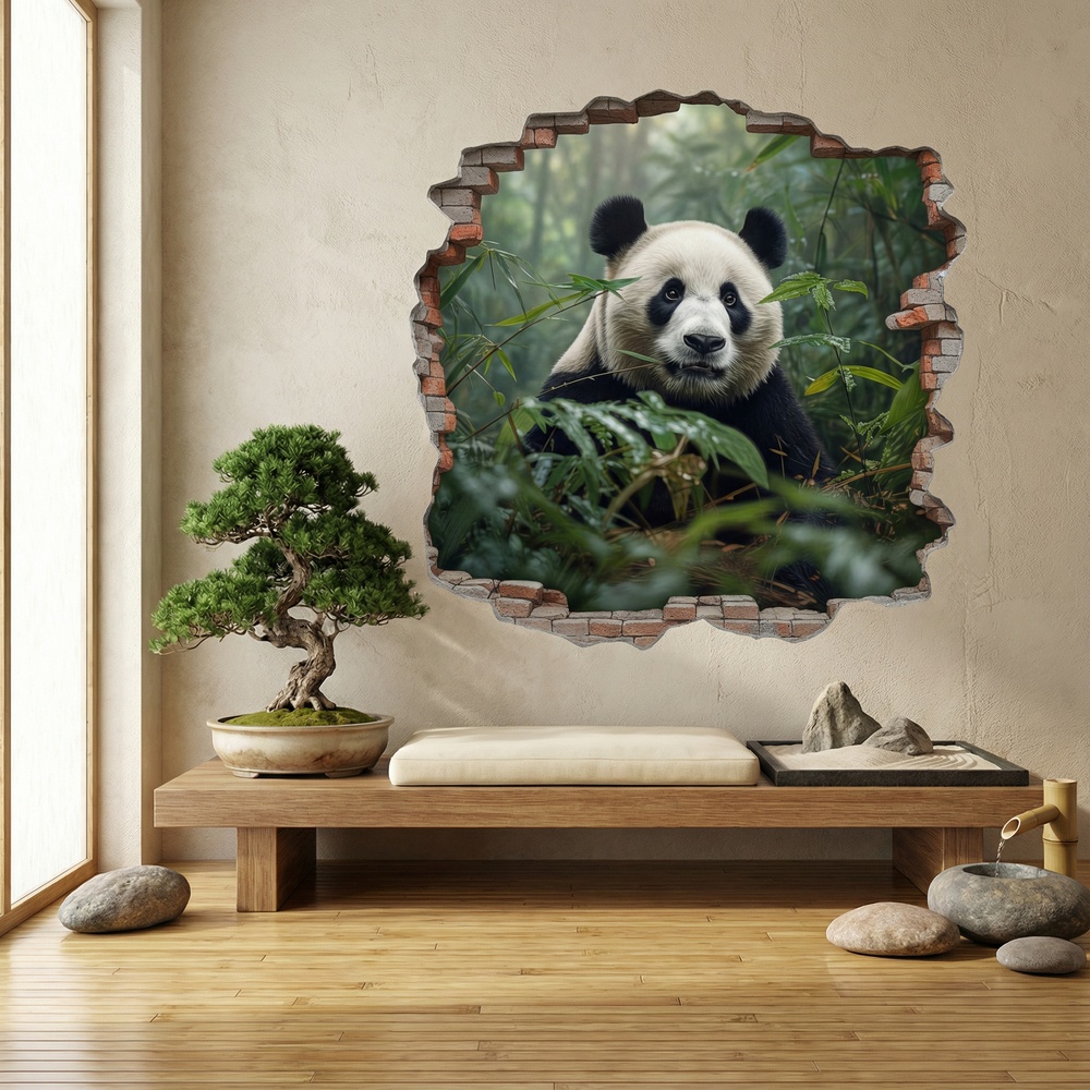 Vinilos Decorativos: Agujero de Muro Oso Panda