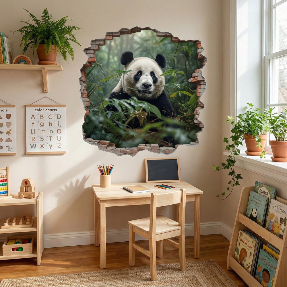 Vinilos Decorativos: Agujero de Muro Oso Panda