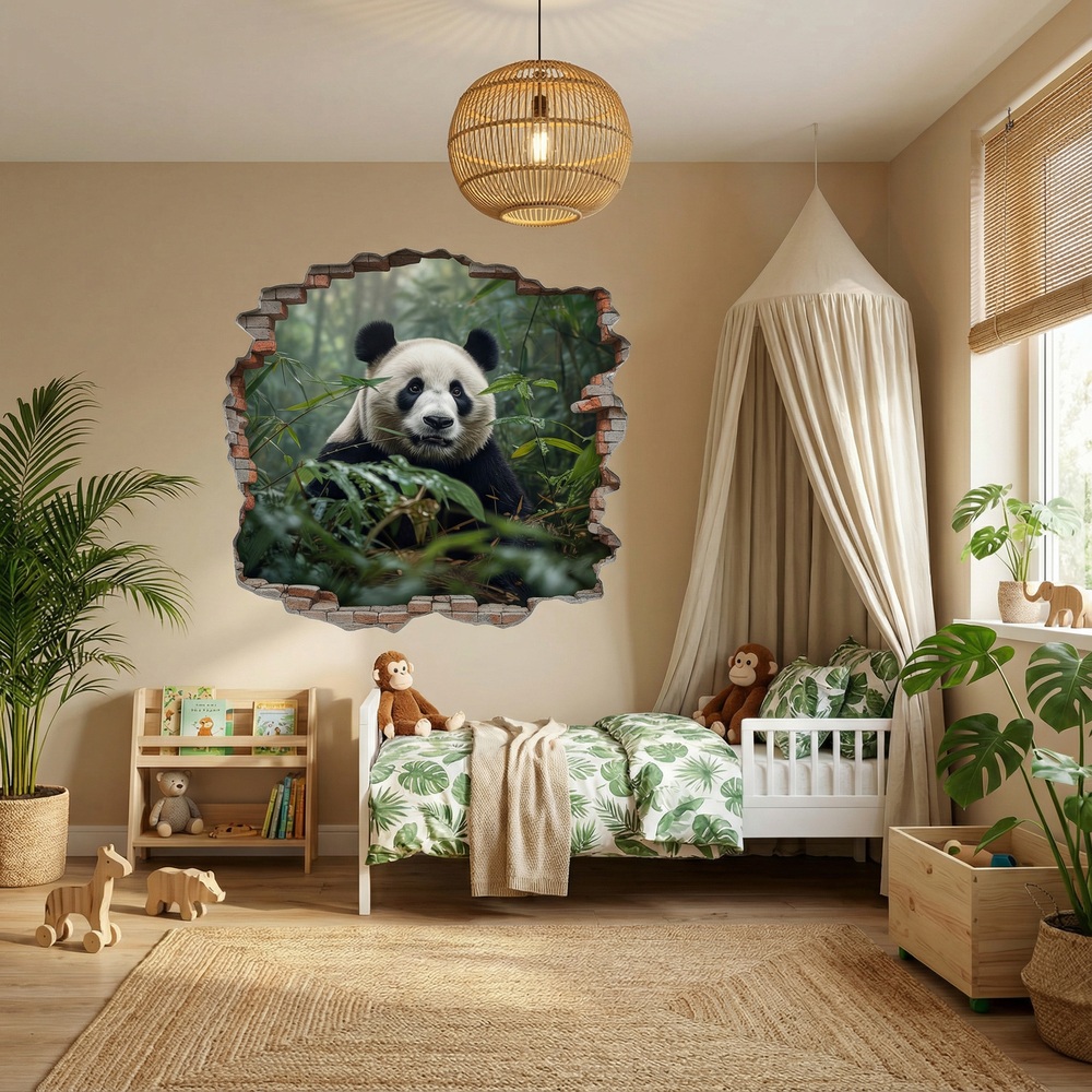 Vinilos Decorativos: Agujero de Muro Oso Panda