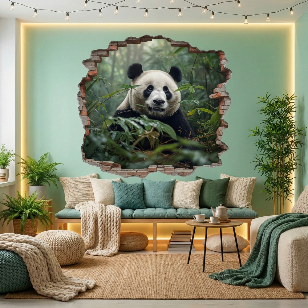 Vinilos Decorativos: Agujero de Muro Oso Panda