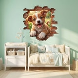 Vinilos Decorativos: Agujero de Muro Cachorro Feliz 4