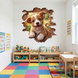 Vinilos Decorativos: Agujero de Muro Cachorro Feliz 5