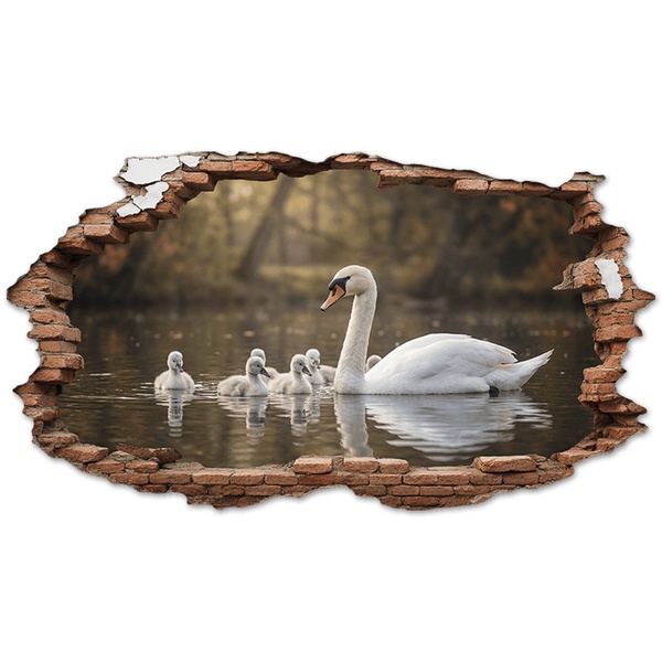 Vinilos Decorativos: Agujero de Muro Cisne Cr&iacute;as
