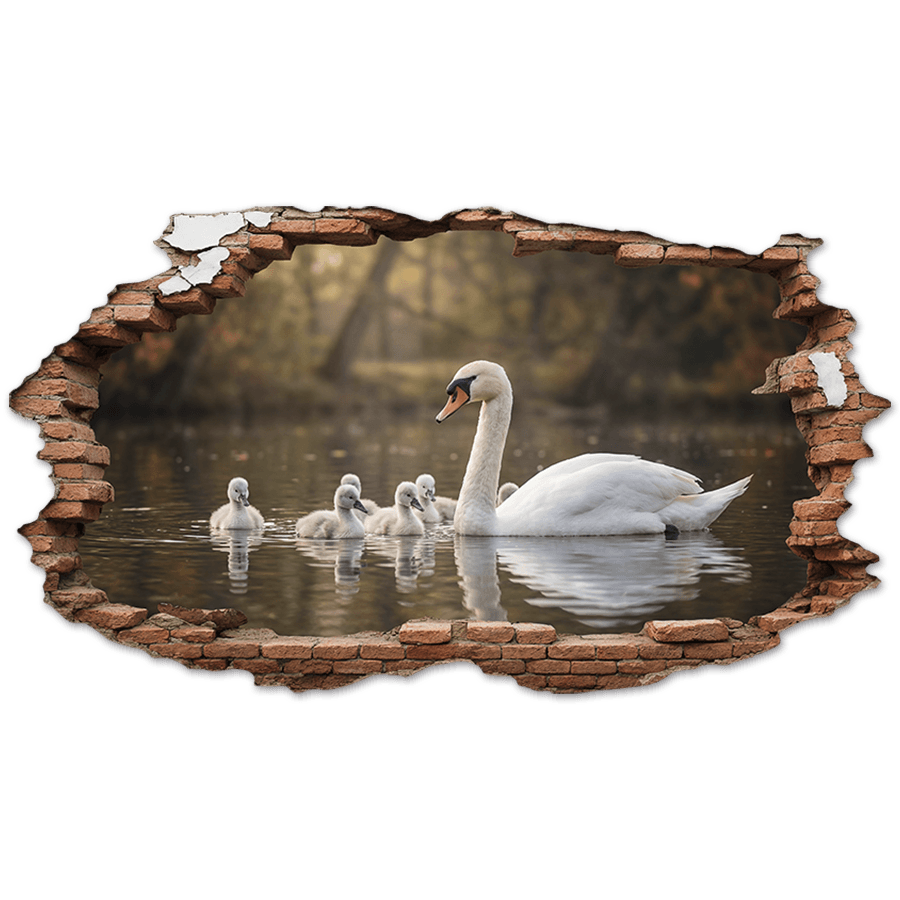 Vinilos Decorativos: Agujero de Muro Cisne Cr&iacute;as