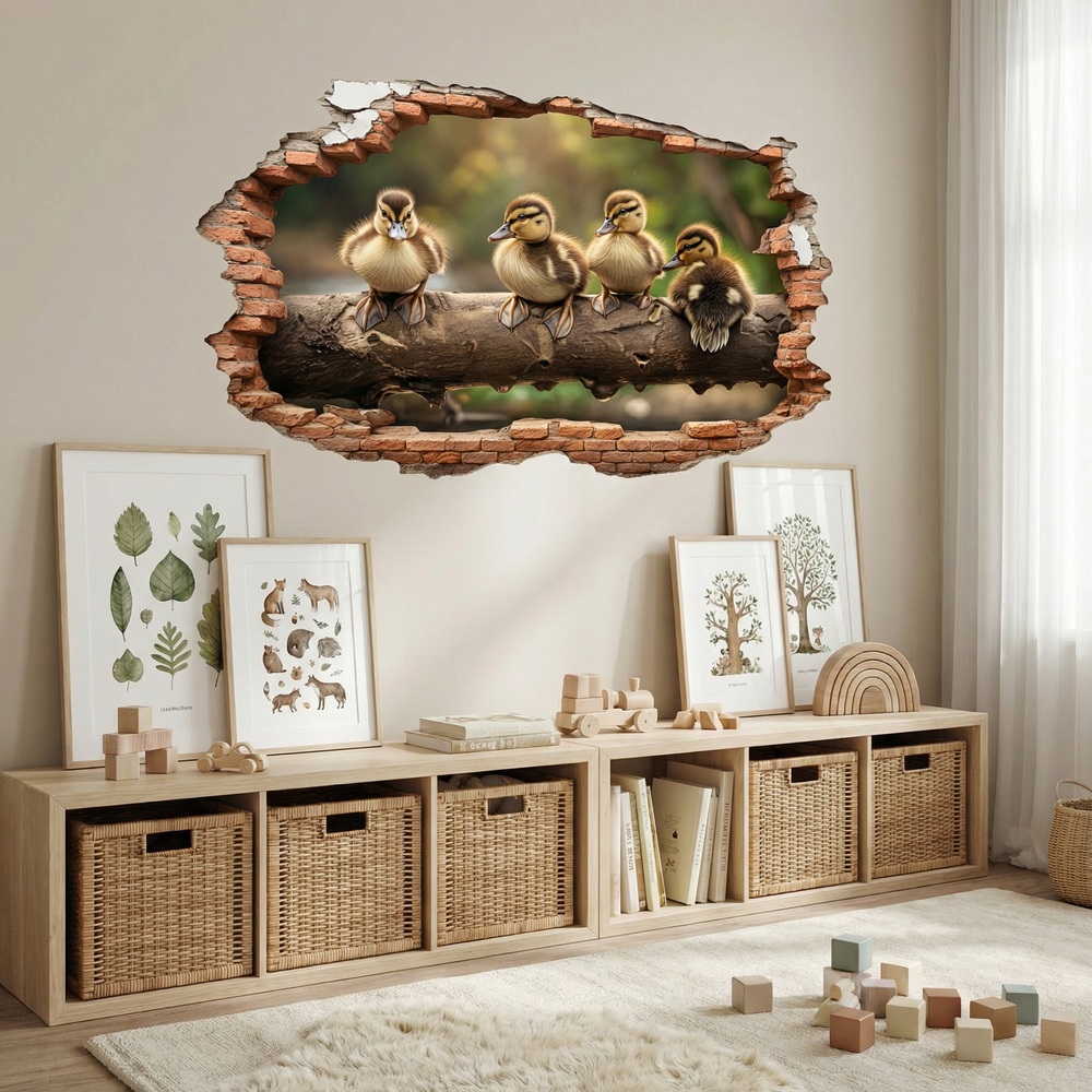 Vinilos Decorativos: Agujero de Muro Patitos Tronco