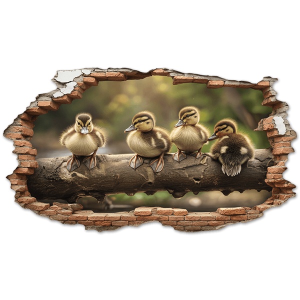 Vinilos Decorativos: Agujero de Muro Patitos Tronco