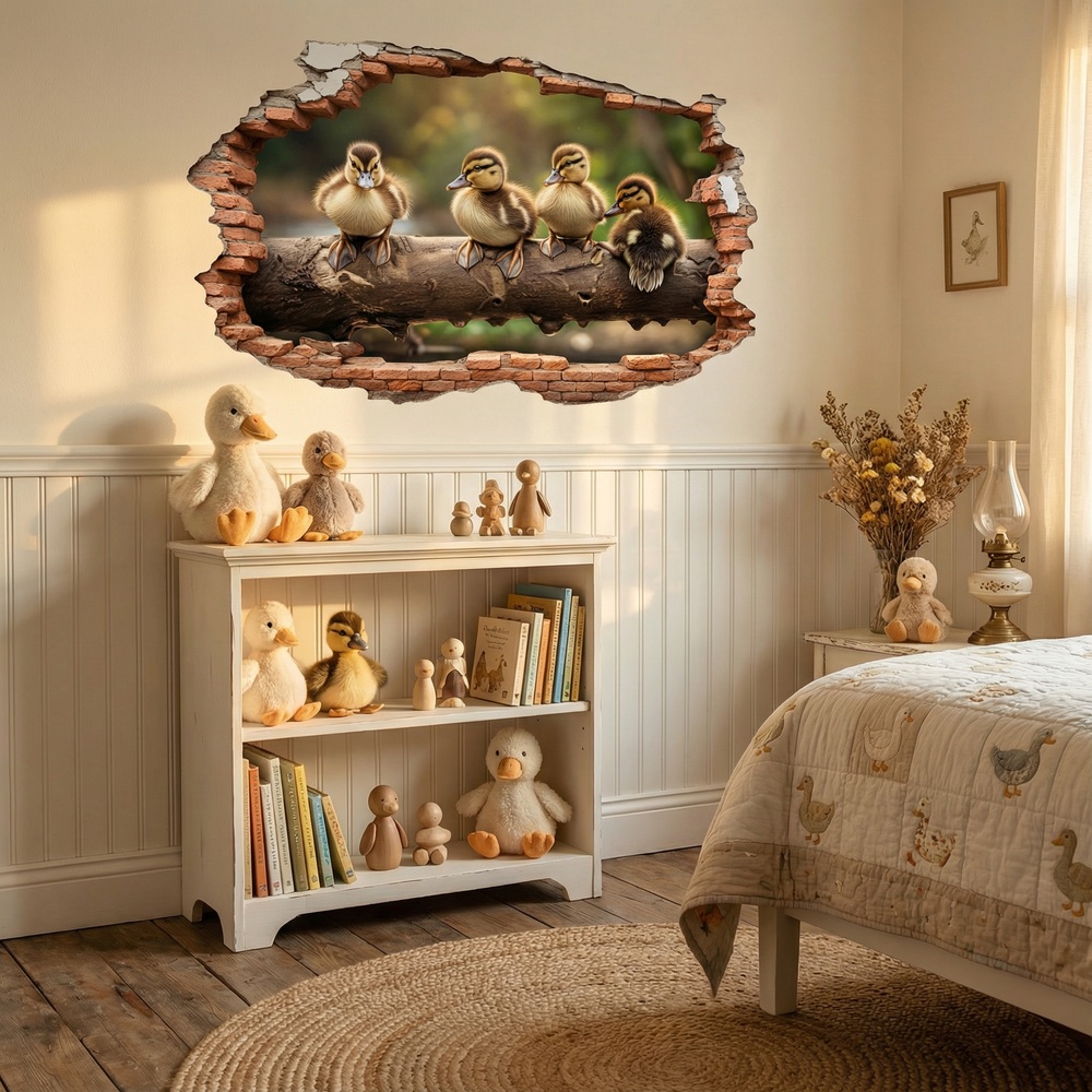 Vinilos Decorativos: Agujero de Muro Patitos Tronco