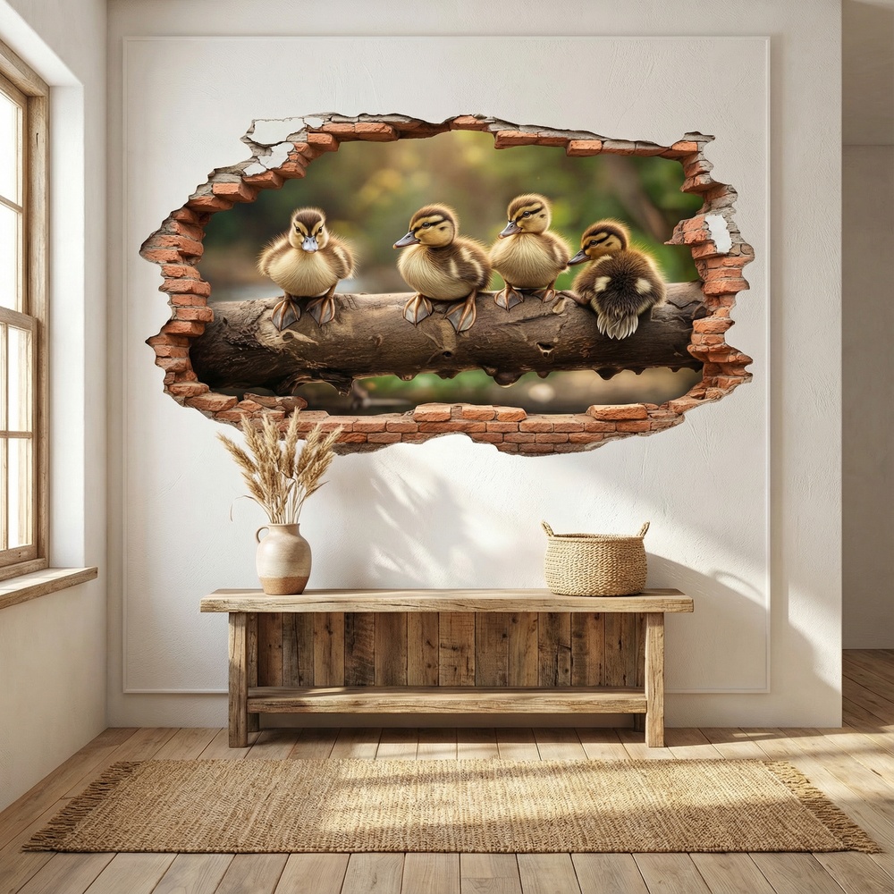 Vinilos Decorativos: Agujero de Muro Patitos Tronco