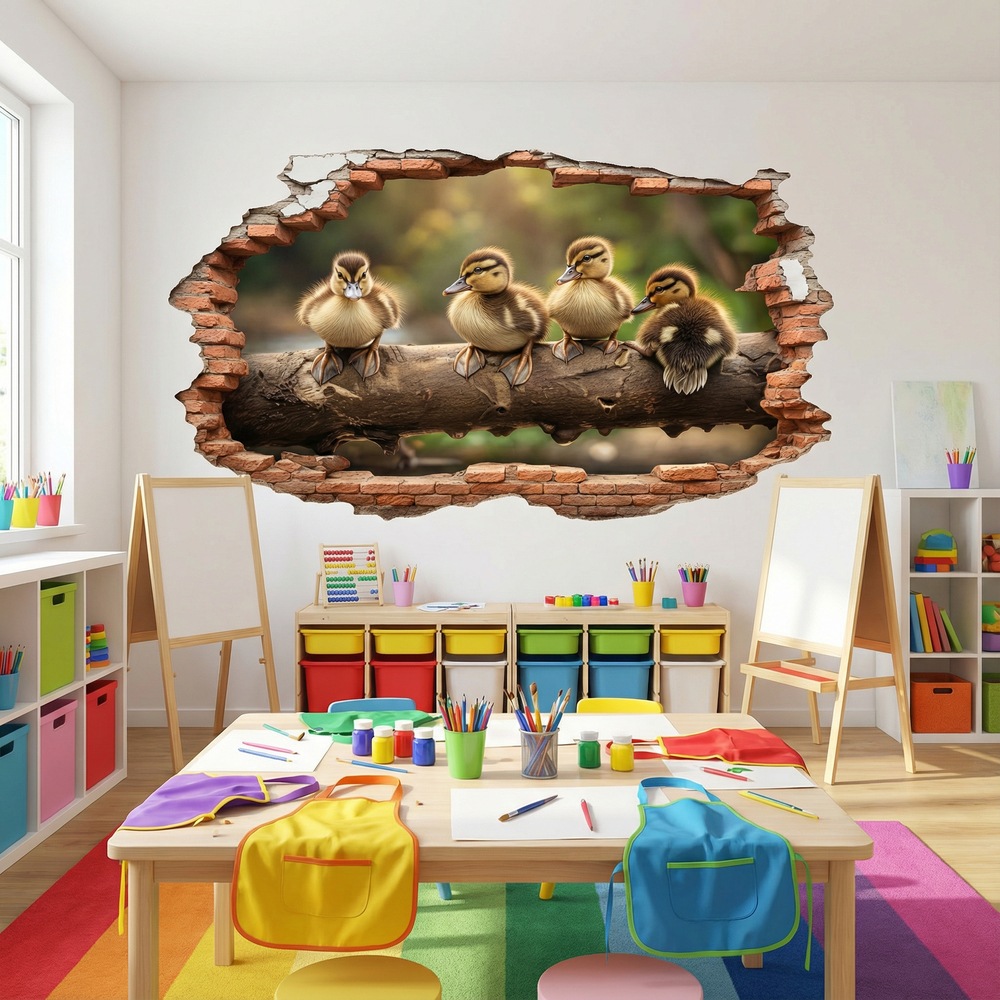 Vinilos Decorativos: Agujero de Muro Patitos Tronco