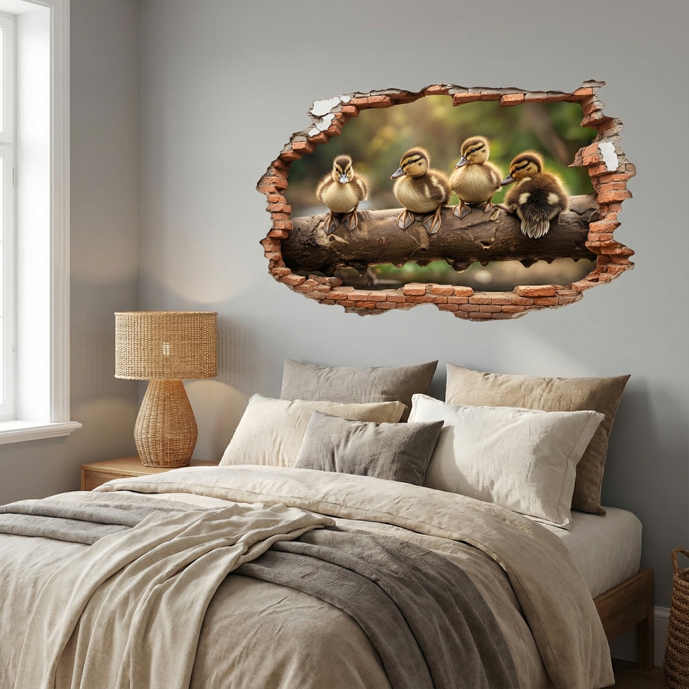 Vinilos Decorativos: Agujero de Muro Patitos Tronco