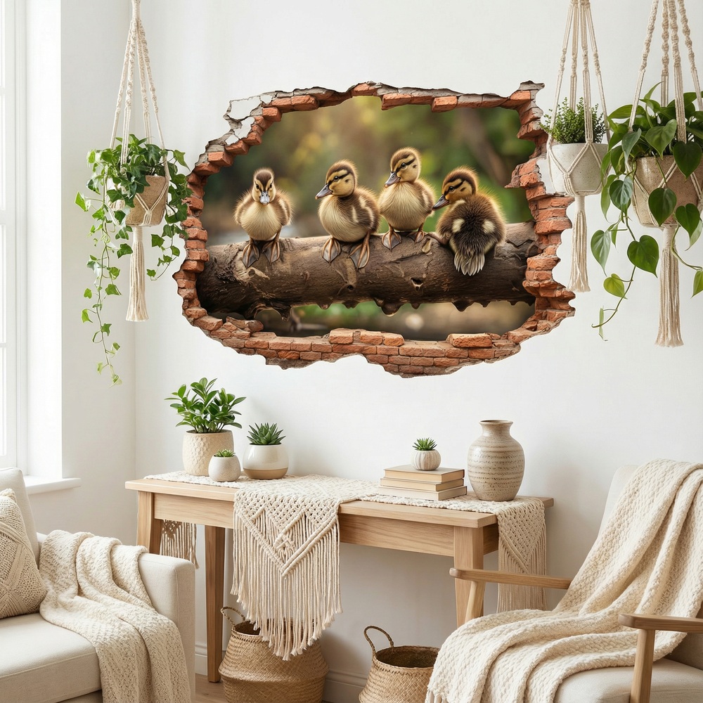 Vinilos Decorativos: Agujero de Muro Patitos Tronco